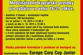 Pozvánka na preteky Europe Carp Cup Junior 2015 2